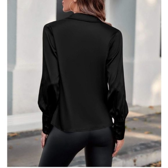 Drape Neck Blouse Black - Picture 2 of 6